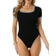 thumbnail image 1 of INSPIRAR CHIC Body de Mujer de Manga Corta Cuello Cuadrado Ajustado de Punto Acanalado Color Negro, 1 of 6