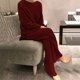 thumbnail image 1 of Conjunto de suéter de punto para mujer, ropa de calle diaria, básica, pura, Simple, suave, deportiva, pantalón, cuello redondo, manga larga, Otoño e Invierno, 1 of 4