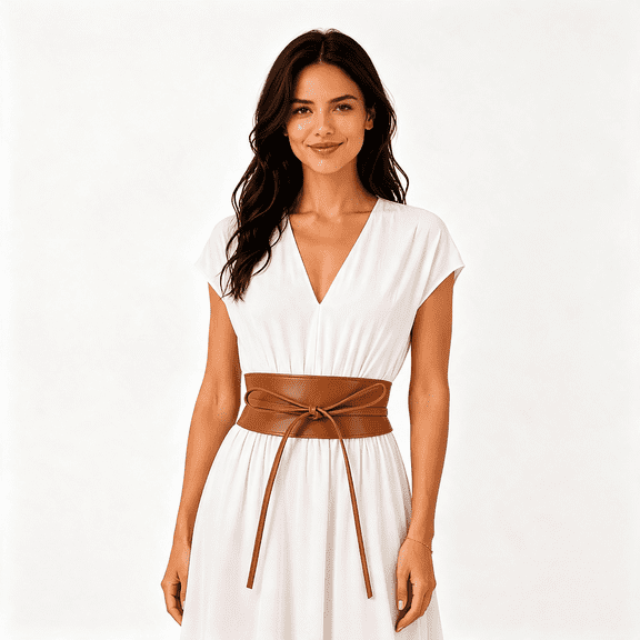 TELOLY Woman Italian Leather Obi Belt Corset Belt for Women