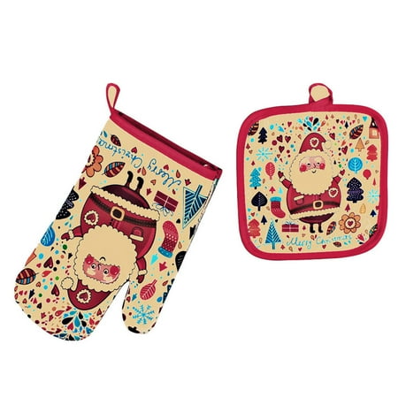 

AKUMRi Christmas Baking Anti-Hot Gloves Oven Microwave Insulation Mat Xmas Supply Baking Supplies Grocery