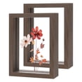 thumbnail image 1 of Paquete de 2 Marcos de Flores Prensadas de Madera, Marco de Imagen Flotante de Acrílico Doble de 3.5 x 5 Pulgadas para Flores Secas/Mesa/DIY/Artesanías [Color Nogal], 1 of 7