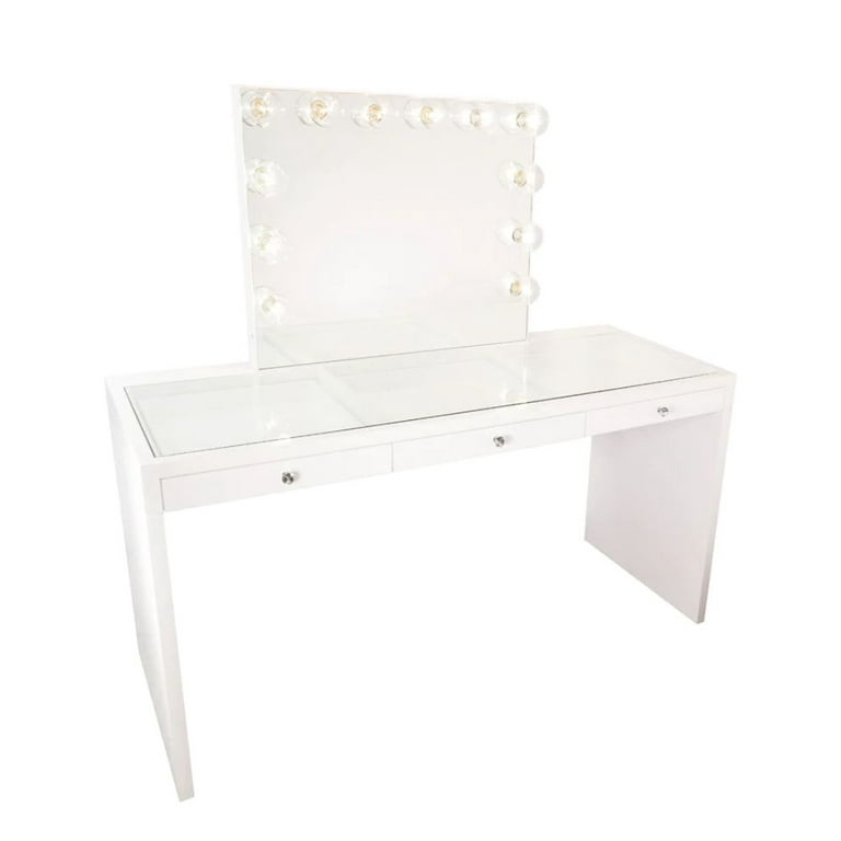 Impressions Vanity Hollywood Glow Pro and Desk SlayStation Pro Premium Dressing Table, Bundle, White