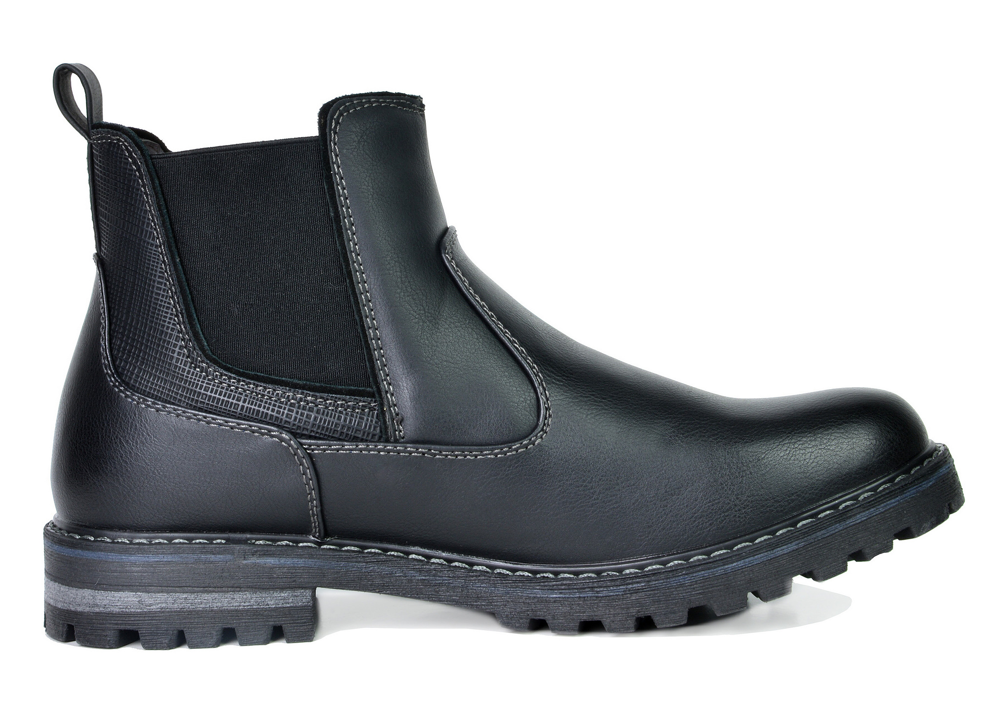 Bruno Marc Men Chelsea Ankle Boots Men's Casual Faux Leather Boots Shoes Plain Toe Slip On Desert Boots ENGLE-03 BLACK Size 8.5 - image 2 of 5