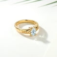 thumbnail image 4 of Gem Stone King 0.75 Ct Oval Sky Blue Aquamarine 18K Yellow Gold Plated Silver Ring, 4 of 5