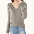 thumbnail image 2 of FamilyThread Women's Fall Long Sleeve V Neck Tops Casual Lightweight Knit Fashion Pullover Solid Color Sweater Shirts Comfy Blouse Clothes, 2 of 3