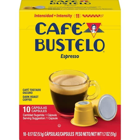 Café Bustelo Espresso Capsules, Dark Roast Coffee, 1.7 oz, 10-Ct