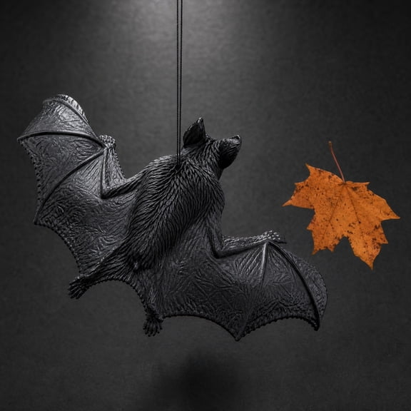 Realistic Bat Hanging Ornament, Halloween Simulation Prop, Spooky Ceiling Decoration, Life-Size Rubber Bat with Posable Tools, Creepy Flying Bat for Houseβ