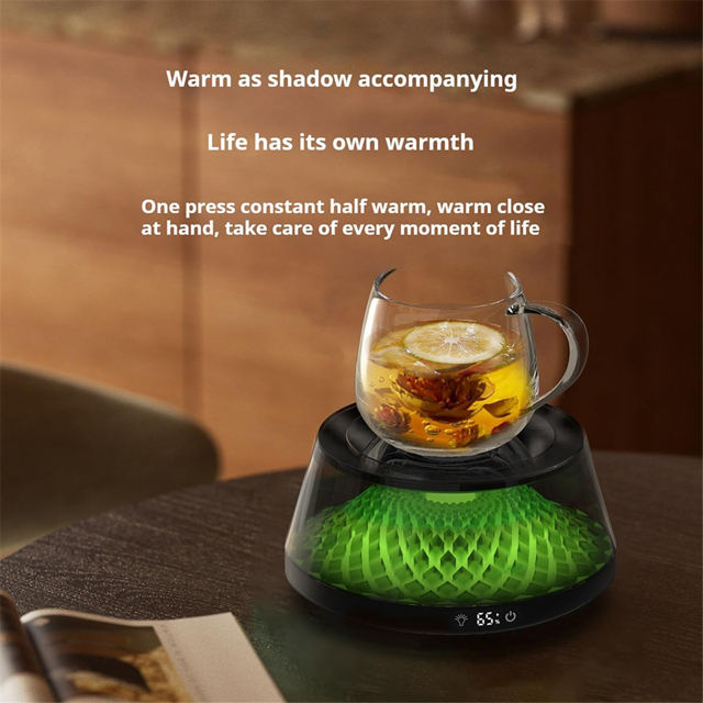 Coffee Cup Heater, Desk Coffee Heater, Electric Heater with Ambient Light, Beverage Milk Tea Heating Tray Black