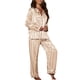 thumbnail image 2 of Conjunto de pijama Camisa de manga larga Pantalones largos Ribete a rayas Conjunto de ropa de dormir con botones suaves y sueltos para mujer, 2 of 4