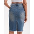 thumbnail image 4 of DARING DIVA Women's Denim Raw Hem Pockets Pencil Skirt X-Large Retro Blue, 4 of 7