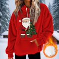 thumbnail image 6 of Women's Loose and Comfortable Drawstring V-Neck Long Sleeved Christmas Print Hoodie for Holiday Season and Casual Fashion Wear,Red,XL, 6 of 7