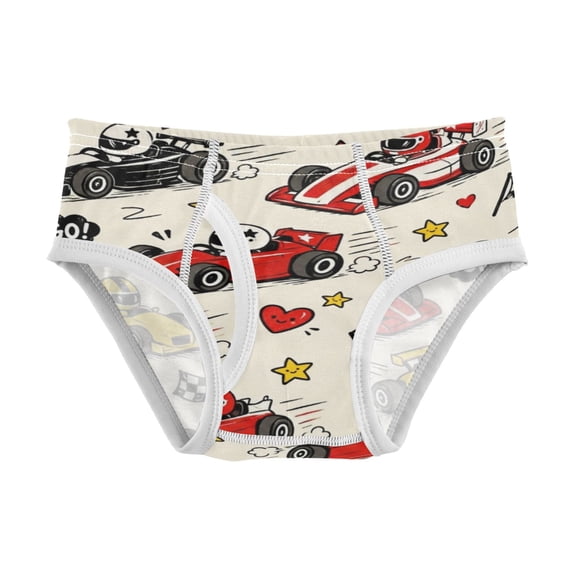 Cotton Triangle Briefs 2T-8Y, Comfortable Breathable Safety Standard Toddler & Little Kids Underwear Cute Cartoon Race Cars Pattern