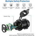 thumbnail image 4 of 12V USB Outlet, Dual QC 3.0 Car Charger with Switch, 36W Waterproof Power Outlet Charger(with 1.1Inch Puncher), 4 of 8