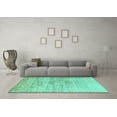 thumbnail image 3 of Ahgly Company Machine Washable Indoor Rectangle Oriental Turquoise Blue Modern Area Rugs, 7' x 9', 3 of 4