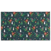 Green Christmas Dinosaur and Snowman Pattern Door Rugs,Washable Non Slip Door Mats Indoor,Decorative Door Mats,Entry Mat Indoor for Entrance,Bedroom,Kitchen,Bathroom,17"x30"