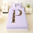 thumbnail image 3 of Manfei Cheetah Print P Personalized Initial Twin Sheet Sets 3pcs for Girls Kids,Teens Women Kawaii Bow Tie Letter Bedding,Lightweight Room Decor, 3 of 5