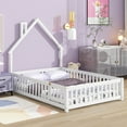 Toddler Floor Bed, BTMWAY Full Size Wood Floor Bed with HouseShaped