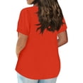 thumbnail image 4 of WTOBBY Women's Plus Size Casual Solid Color V-Neck Short Sleeve Pocket T-Shirt Top, Comfortable and Versatile Fit for Everyday Summer Wear,Saffron L, 4 of 5