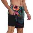 thumbnail image 2 of Yiaed Colorful Flower Dog A Print Mens Swim Trunks Bathing Suit Compression Liner Beach Swim Shorts Swimwear Quick Dry Zipper Pocket No-Chafing Board Short-Small, 2 of 6