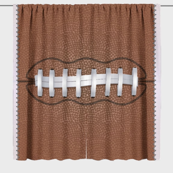 Kids American Football Curtains W42 x L45 Inch Rod Pocket Sports Rugby Print Pattern Privacy Fabric Window Drapes for Boys Bedroom Nursery Baby Playroom 2 Panels