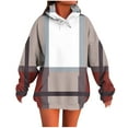 thumbnail image 4 of Uootdi Oversized Hoodies for Women Long Sleeve Shirts for Women Color Block Patchwork Contrast Hoodie Sweatshirt Hooded To Gift ps Drawstring Pullover, 4 of 5