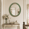 thumbnail image 3 of Large Green Oval Wall Mirror, Vintage Decorative Hanging Mirror with Gold Lace Frame for Bedroom Entryway Hallway Home Decor, 3 of 6
