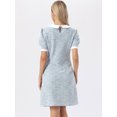 thumbnail image 3 of DARING DIVA Peter Pan Collar Plaid Puff Mini Tweed Dress Medium Light Blue, 3 of 5