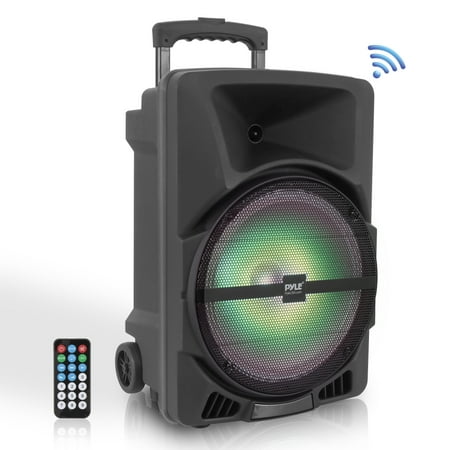 PYLE PPHP1244B - Bluetooth Indoor / Outdoor Loudspeaker with Built-in Rechargeable Battery, Flashing Party Lights, MP3/USB/SD Readers, FM Radio (800 Watt)