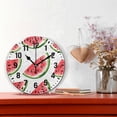 thumbnail image 2 of Yayeee 10" Wall Clock Battery Operated Quartz Round Silent Non-Ticking Home Decor, White Watermelon, 2 of 6