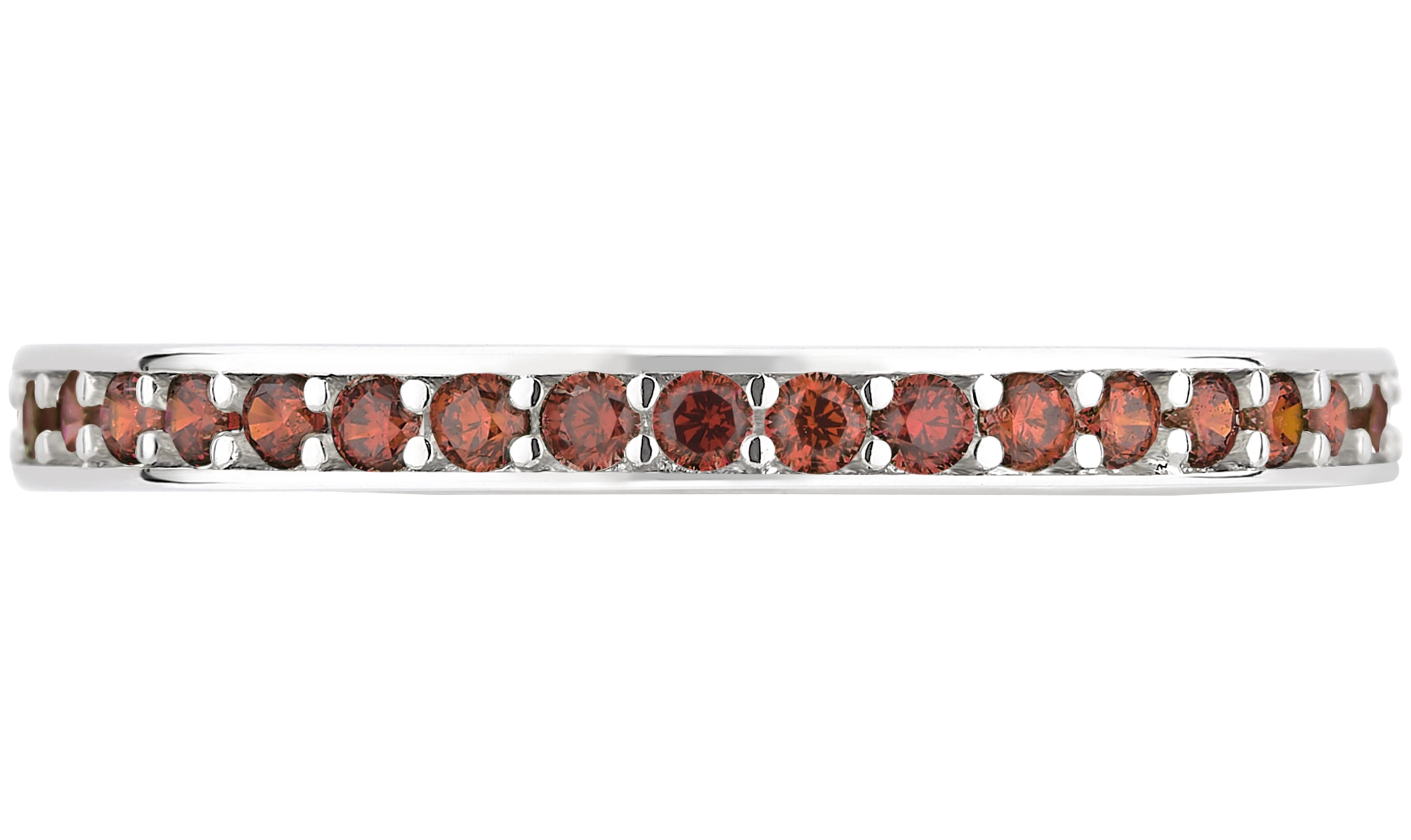 Arista Created Garnet Eternity Fashion Women's Wedding Band in Silver Overlay Brass