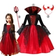 thumbnail image 4 of Vestido de novia fantasma para niñas, disfraz de vampiro, disfraz de Halloween para niños, vestido de fiesta de cumpleaños para niños, vestido de bruja de malla, disfraz de bruja mágica, 4 of 5
