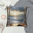 thumbnail image 2 of Chilfamy Beach Ocean Sunset/Sunrise Pillow Covers for Couch Sofa Indoor Outdoor Square Design Short Plush 1PC 18x18in, 2 of 5
