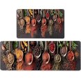 thumbnail image 2 of Spice Cooking Kitchen Rugs Set of 2 Anti-fatigue 0.4 Inches Thick Spices Colorful Kitchen Floor Comfort Mats Standing Waterproof Non Slip Mat for Kitchen Sink (17.3" x 28" + 17.3" x 47") Inch, 2 of 6
