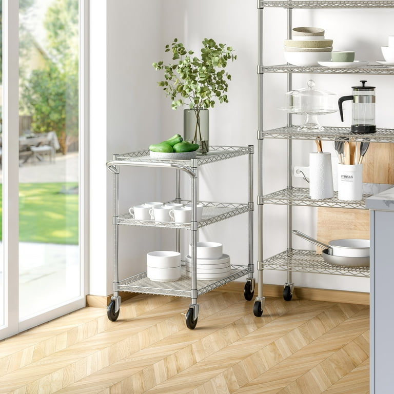 Seville Classics 3-Tier Commercial Utility Cart, UltraZinc