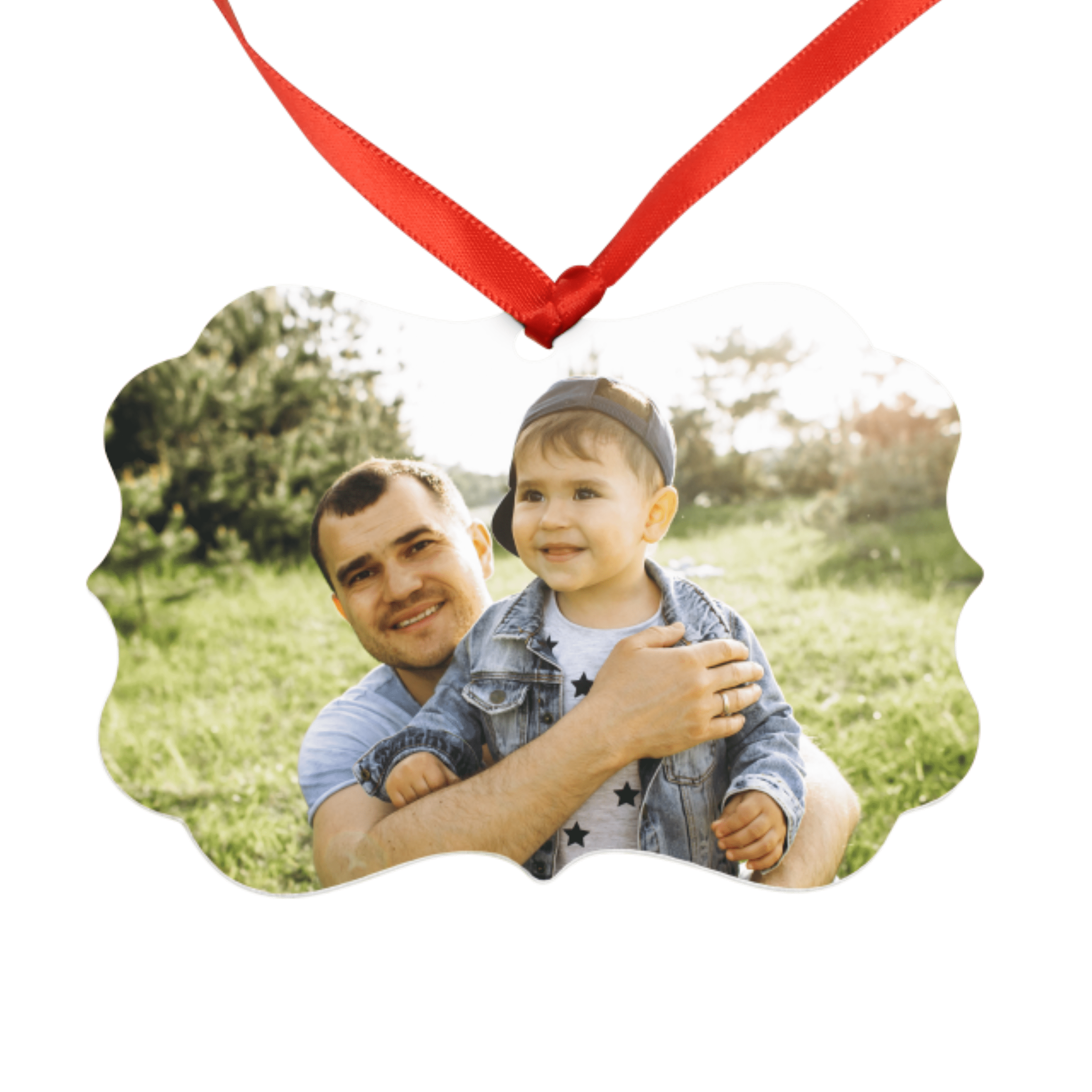 3x4 Scalloped Metal Ornament, Double-Sided
