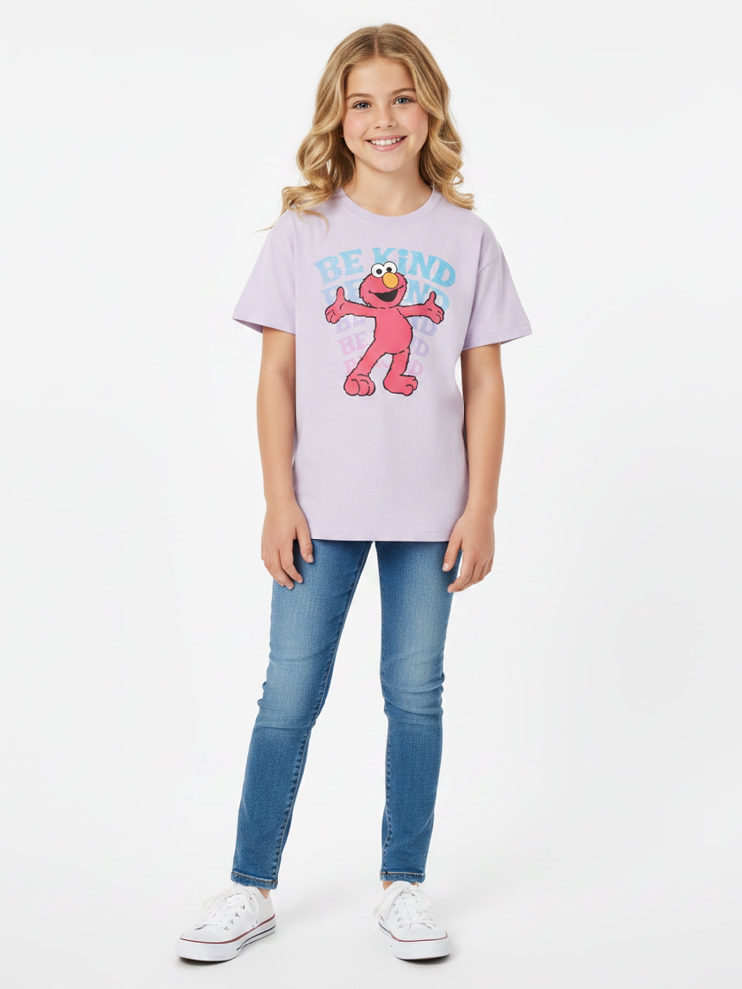 Sesame Street Girls' Elmo Graphic Tee with Short Sleeves, Sizes 4-16