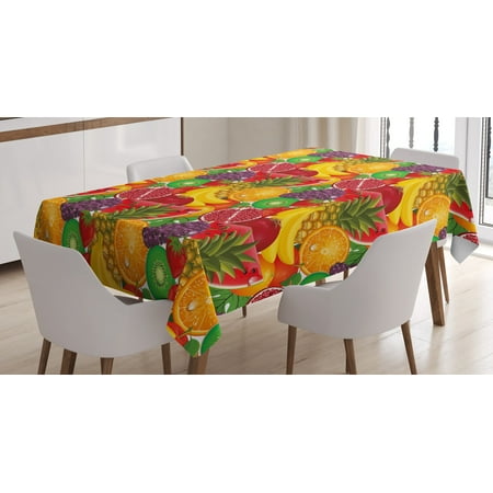 

Ambesonne Colorful Tablecloth Rectangular Table Cover Tropical Fresh Fruits 60 x90 Multicolor