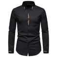 thumbnail image 2 of Tops para hombre, camisas, blusas, elegantes, informales, camisas de manga larga, moda sólida, cierre de botones, camisa de solapa bordada Odeerbi ODB-5, 2 of 9