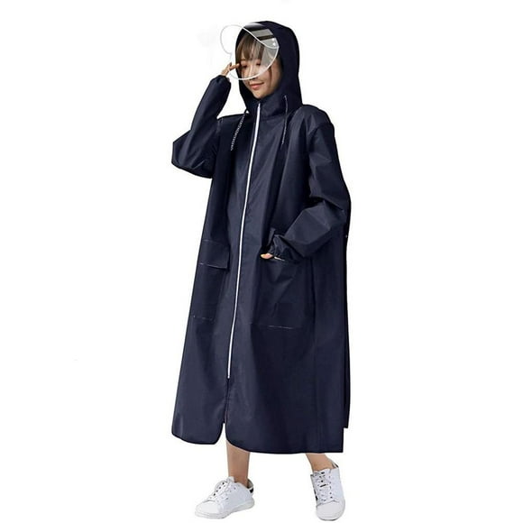spellwife Imperméable à Double Bord 2 Poches Unisexe Imperméable en EVA Poncho de Pluie Long Imperméable pour la Saison des Pluies et le Vélo