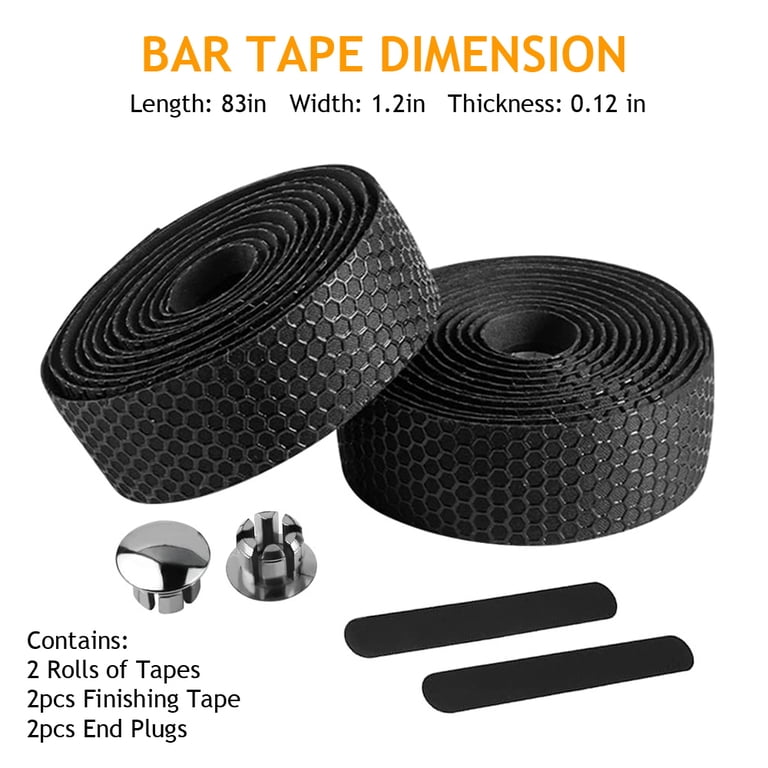 BIKERIBBON SC/DR14 Drop Bar Tape - Dual-Layer, Cushioned Grip For Road & Gravel Bikes (Black/Black)
