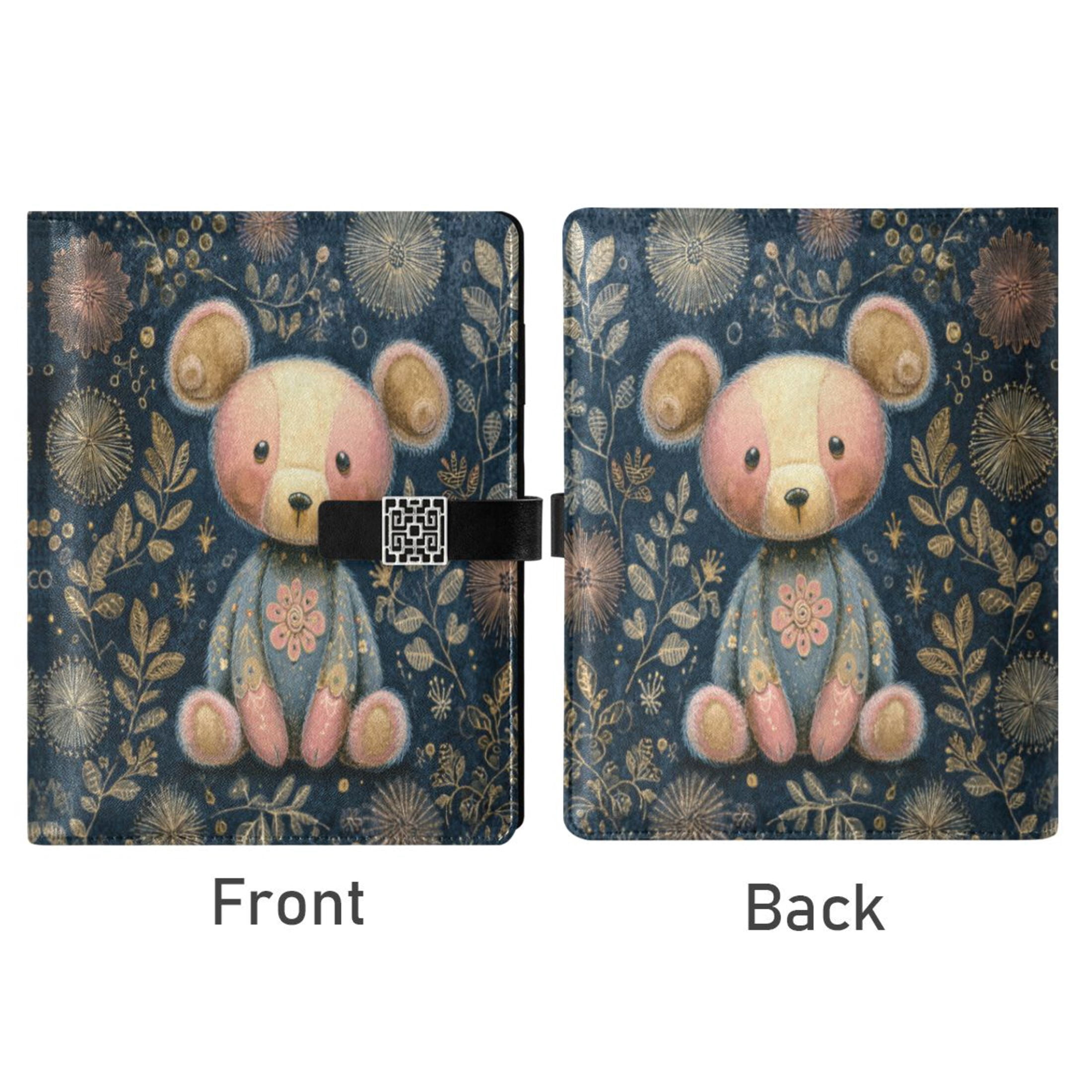 Leather Planner Leather Notebook Notebook Journal Binder Design Pen Pocket Design Convenient for Storage Teddy Bear Pastel Style