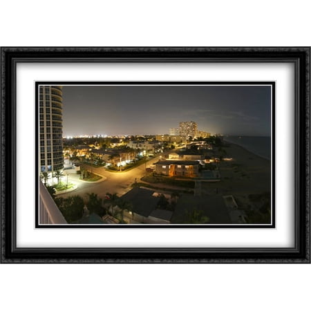 Briney Avenue, Pompano Beach 2x Matted 40x28 Large Black Ornate Framed Art Print by The Cityscape Art Print Series