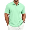 thumbnail image 2 of Domuza Mens Polo Shirts Short Sleeve Classic Cotton Summer Casual Lightweight Top Breathable Soft Classic Pullover Mint Green L, 2 of 8