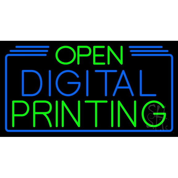 Digital Printing Open LED Neon Sign 13 x 24 - inches, Clear Edge Cut Acrylic Backing, with Dimmer - Bright and Premium built indoor LED Neon Sign for Computer & Electronics store decor.