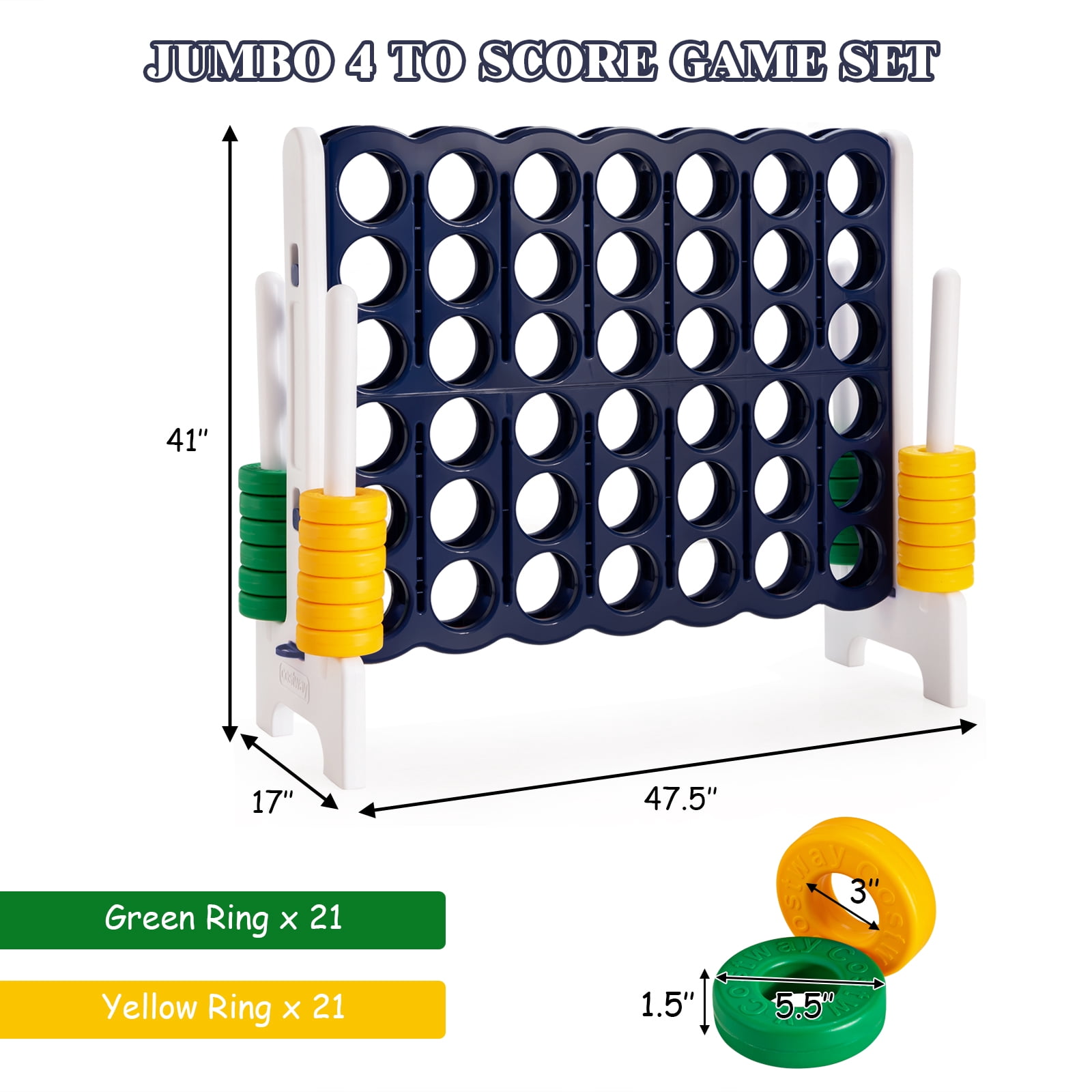 Infans Jumbo 4-to-Score 4 in A Row Giant Game Set Outdoor Indoor Kids Adults Family Fun