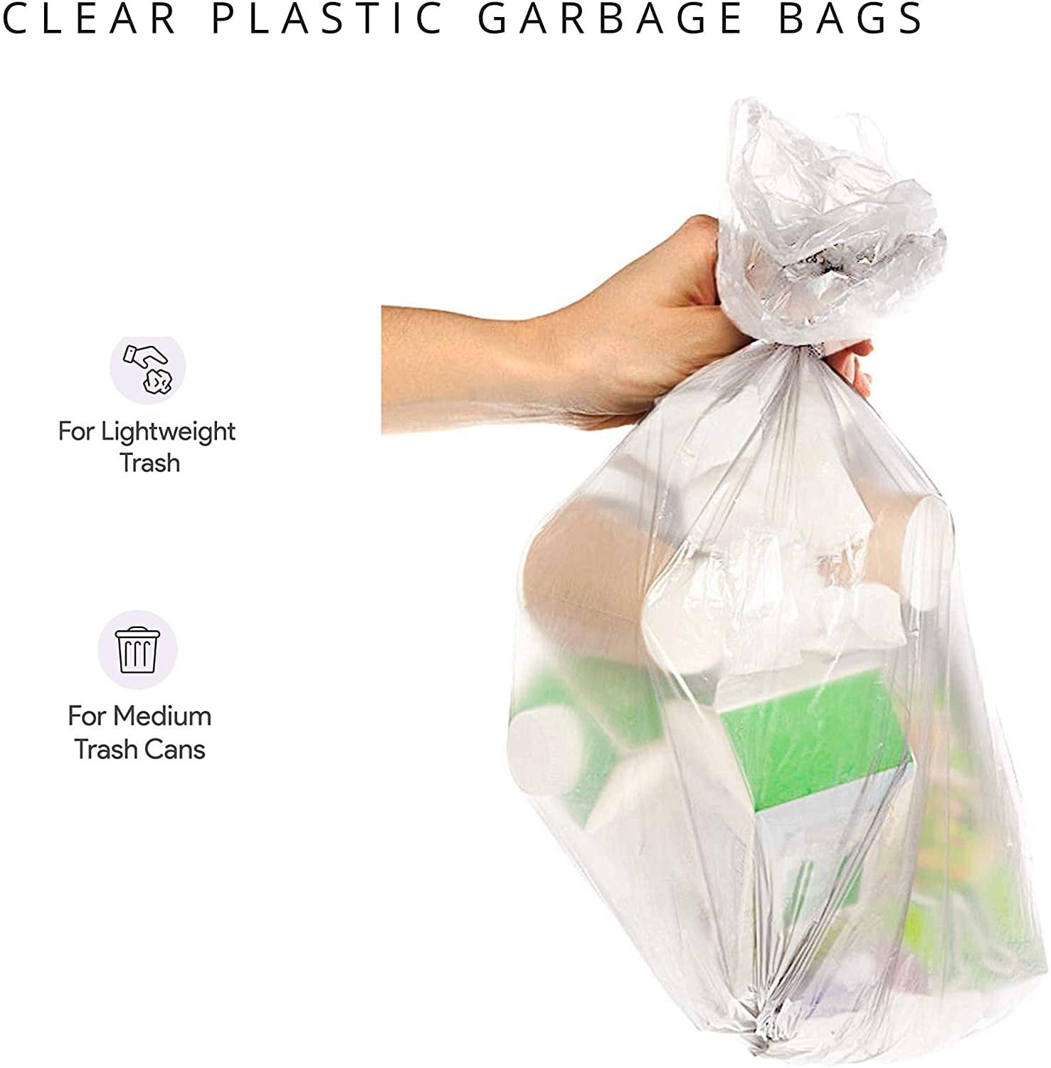  NETKO Clear Kitchen Trash Bags 7-10 Gallon Clear Plastic Garbage  Bag for Kitchen, Home, Office, Bathroom - Wastebasket Bin Liners - High  Density, Leak-Proof Waste Basket Bags 24x24-50 Pack : Home