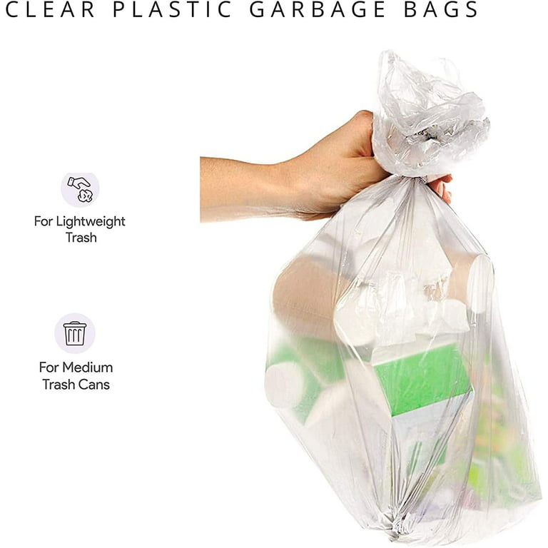 Ueonyo Netko Clear Garbage Bags - 15 Gallon Waste Basket Bags for Kitchen, Home, Office, Bathroom - Wastebasket Bin Liners - High Density, Leak-Proof