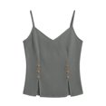 thumbnail image 5 of RQYYD Womens Sleeveless V Neck Spaghetti Strap Tops Casual Side Button Blouses Linen Blend Tee Shirts Clothes, 5 of 7