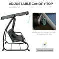 thumbnail image 4 of Outsunny 3-Seat Outdoor Patio Swing Chair, Converting Flatbed, Outdoor Swing Glider with Adjustable Canopy, Removable Cushion and Pillows, for Porch, Garden, Poolside, Backyard, Gray, 4 of 8