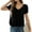 Black, variant on MIXUE Boho Tops For Women Summer Solid Color V Neck Short Sleeve Loose Casual T-shirts Activewear,Pink,L